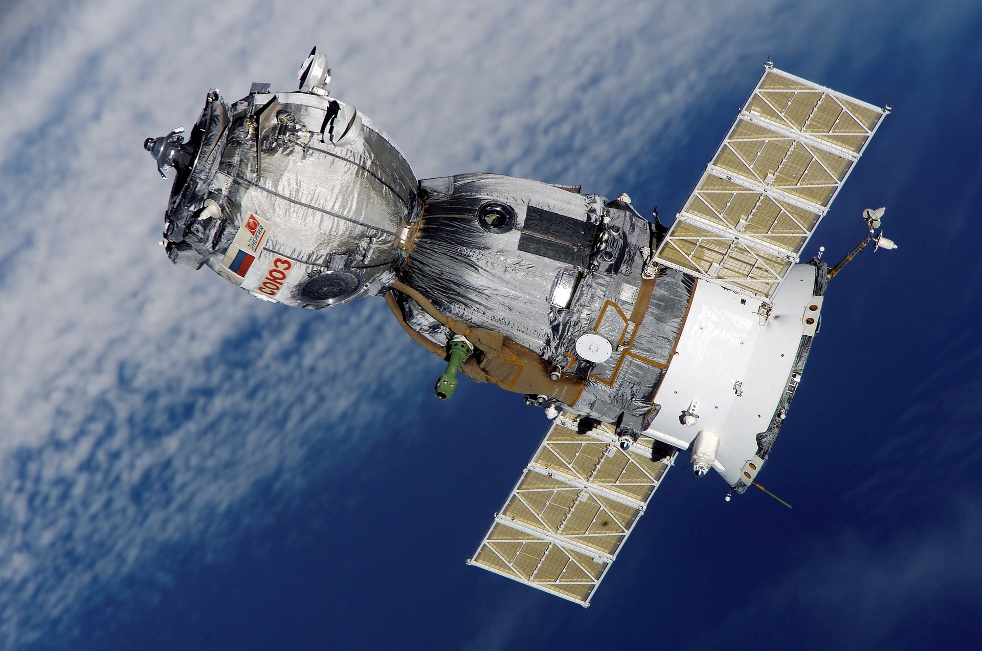 Starlink satellite constellation over Earth's atmosphere
